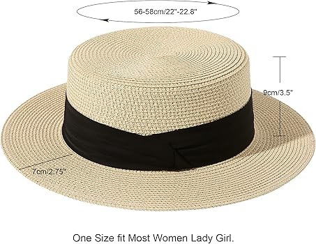 Lanzom Sun Hats for Women Wide Brim Straw Boater Hat Foldable Packable Beach Hat for Summer Fit S... | Amazon (US)