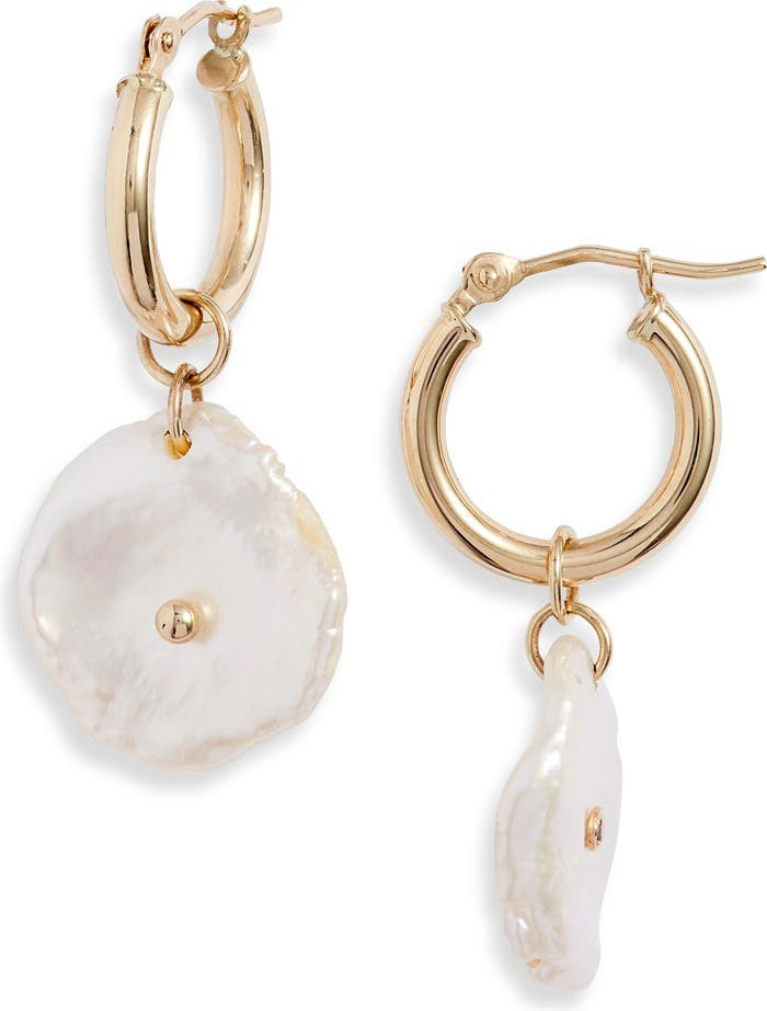 Mini Pearl Petal Hoop Earrings | Nordstrom