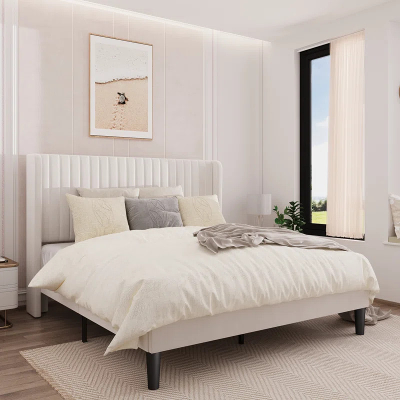 Candler Upholstered Platform Bed with Wingback | Wayfair North America