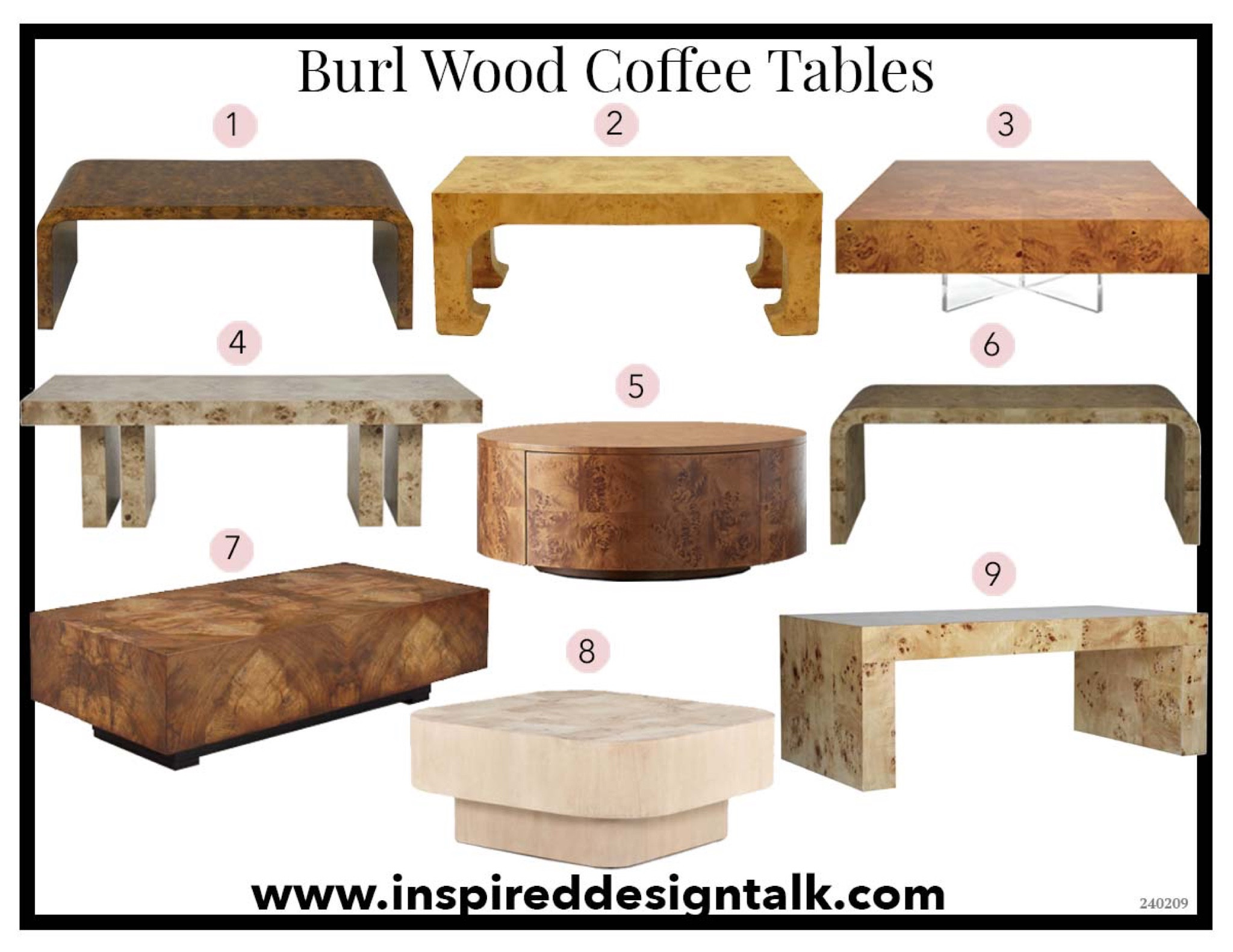 Burl wood coffee tables for your living room // Waterfall Coffee Table, Rotating Coffee Table, Cocktail Table, Bleached Burl coffee table, Dark Burl Wood Coffee Table, 

#LTKover40 #LTKstyletip #LTKhome