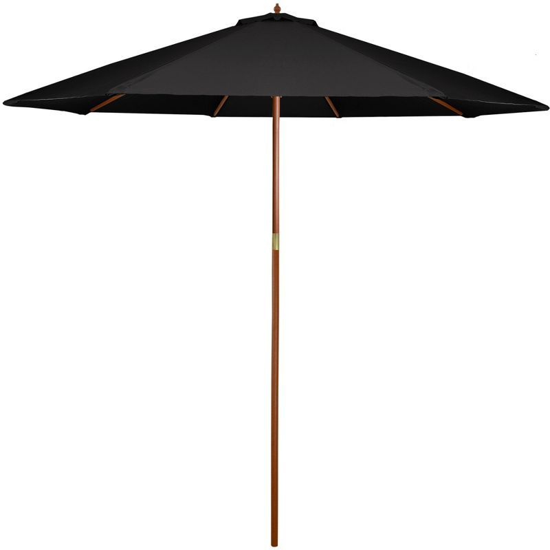 Northlight 8.5ft Outdoor Patio Market Umbrella with Wooden Pole, Black | Target