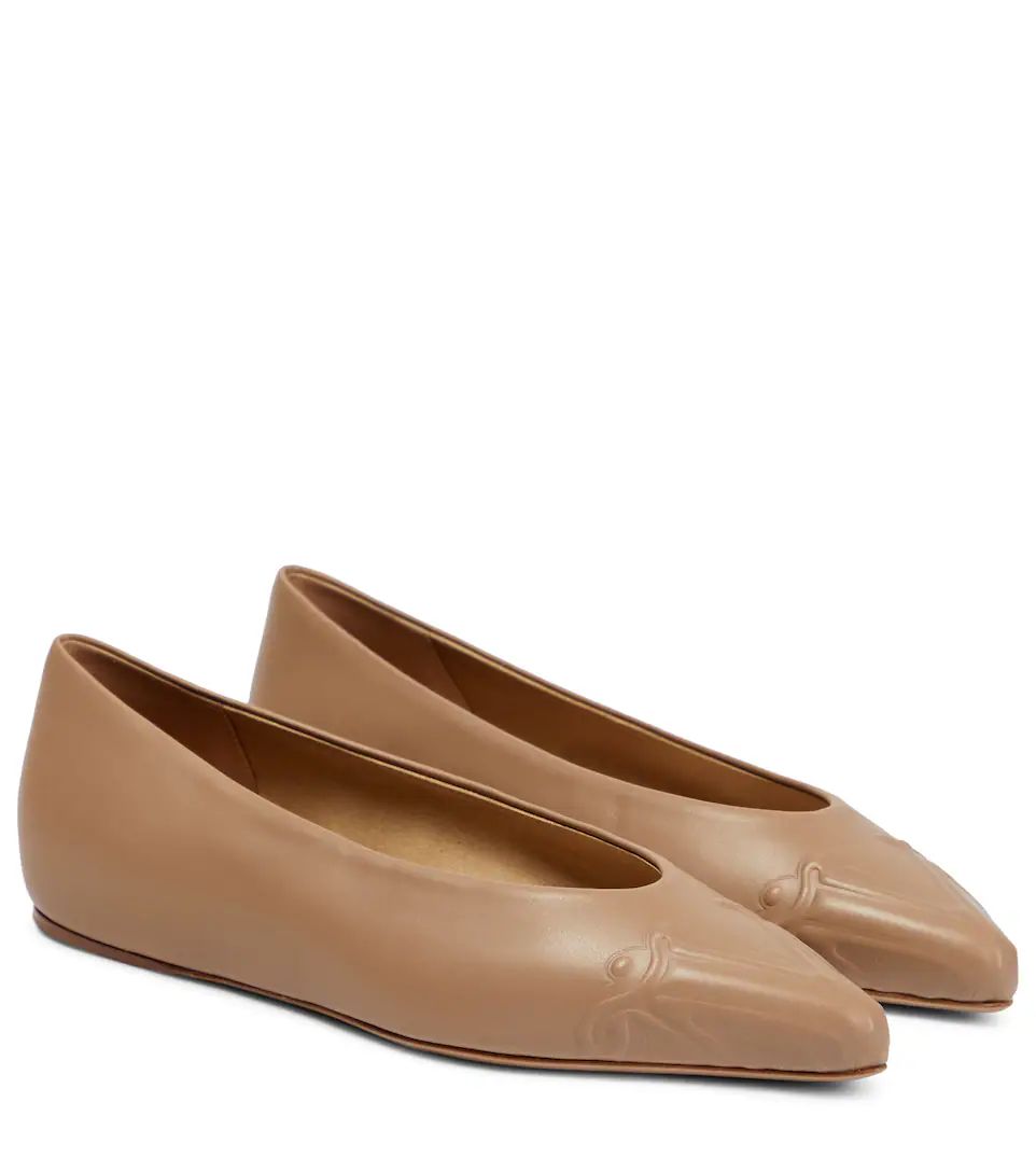 Logo-embossed leather ballet flats | Mytheresa (UK)