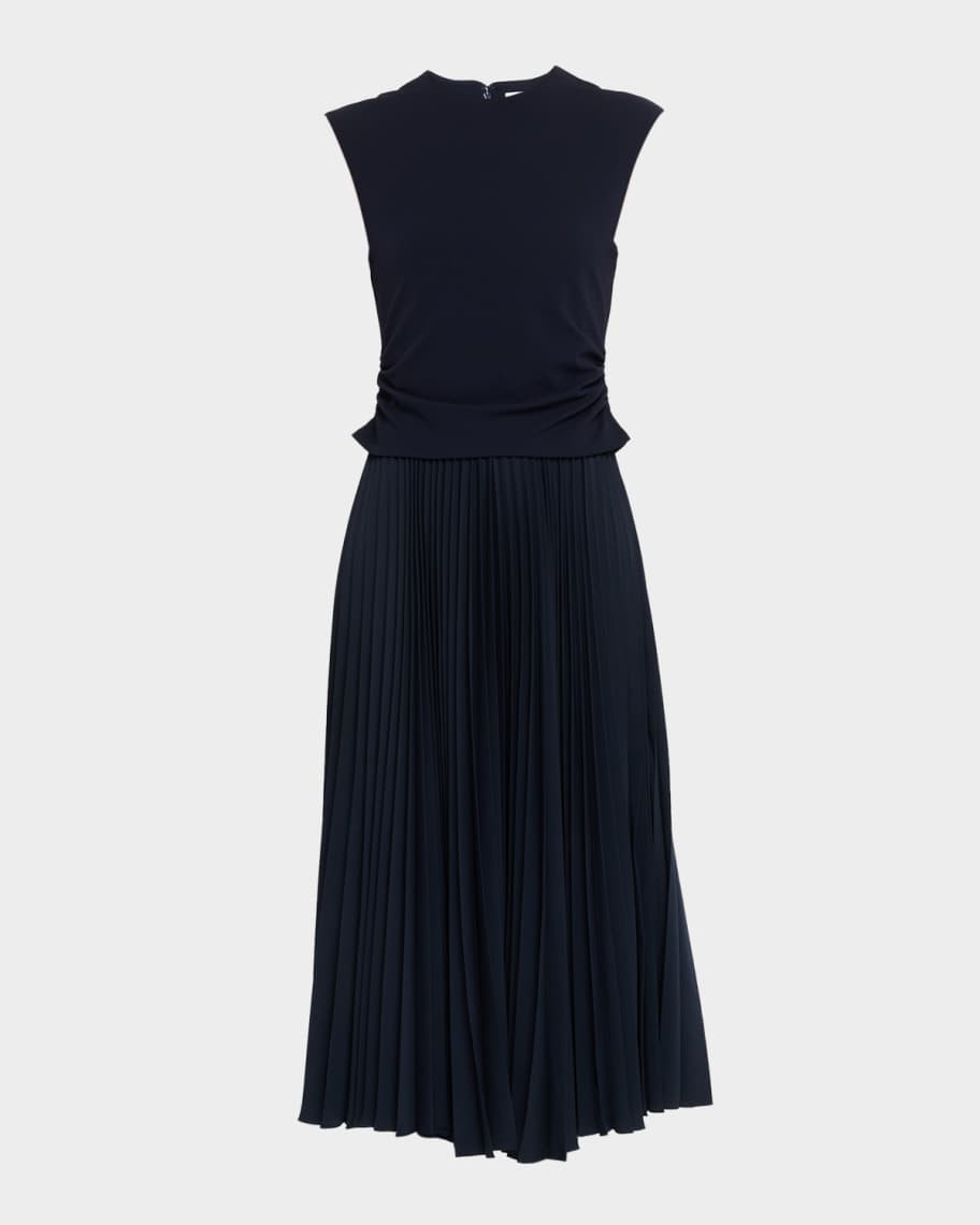 Tanya Taylor Carly Sleeveless Pleated Midi Dress | Neiman Marcus