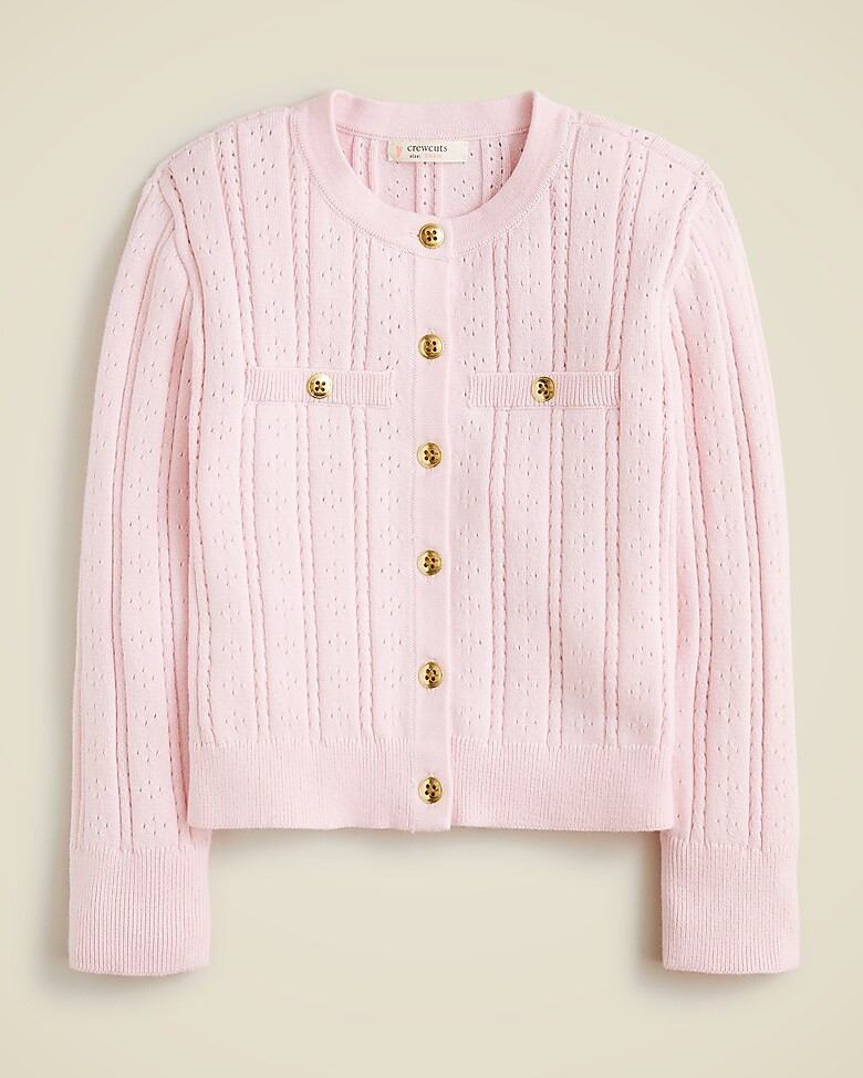 Girls' pointelle-knit cardigan sweater | J. Crew US