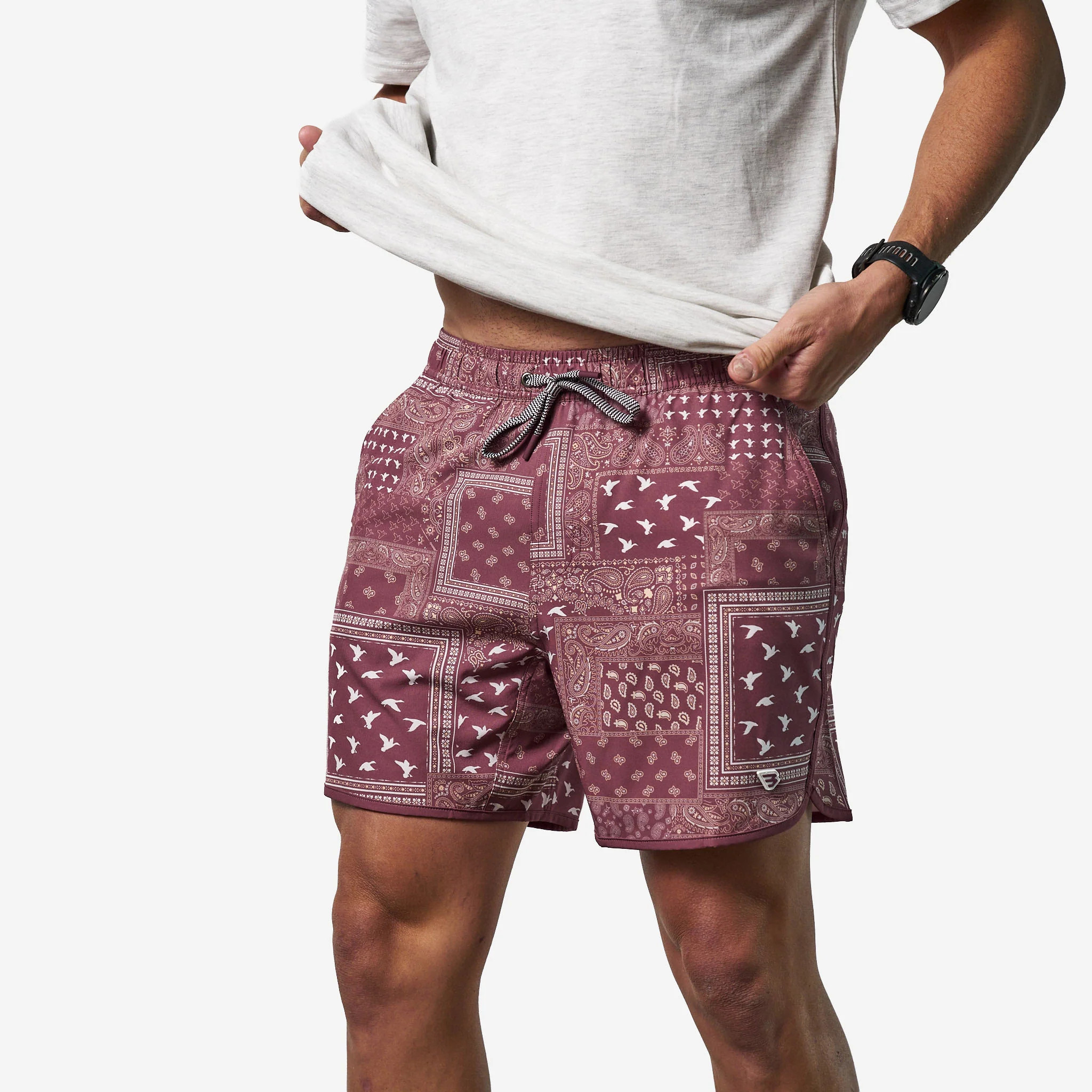 Swim Trunk - Paisley Duck - Maroon | BURLEBO