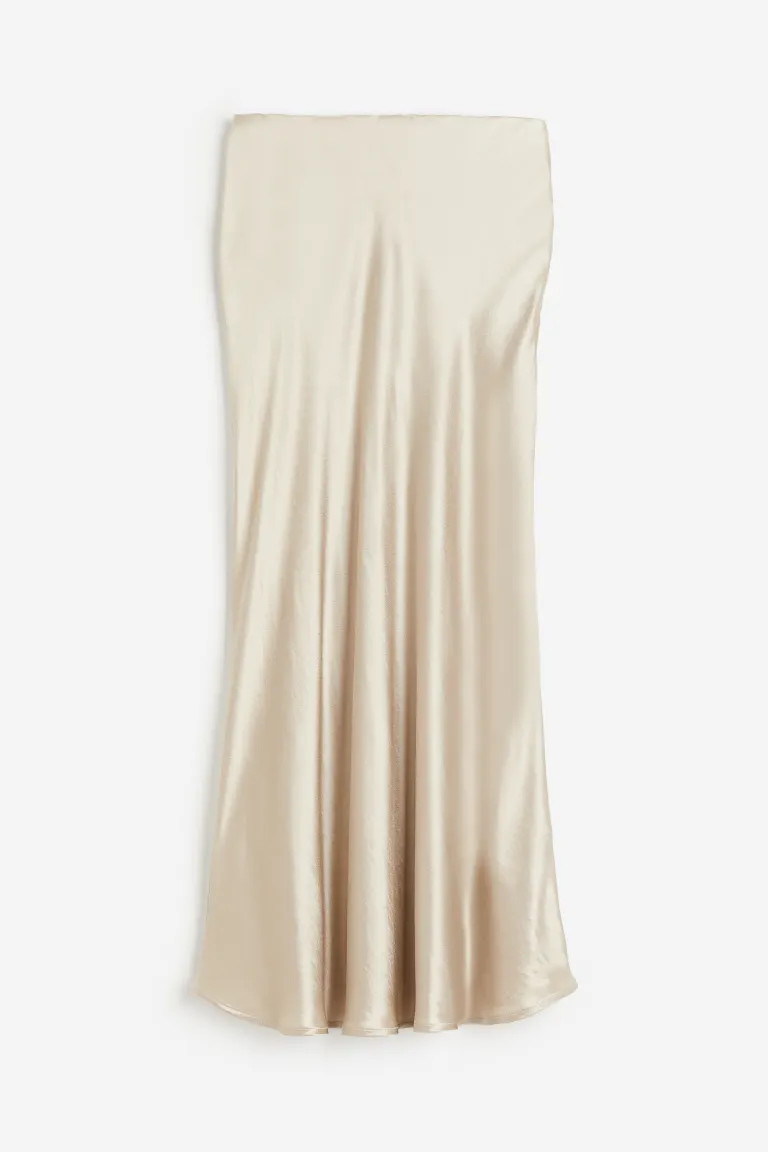 Satin Maxi Skirt - Light beige - Ladies | H&M US | H&M (US + CA)