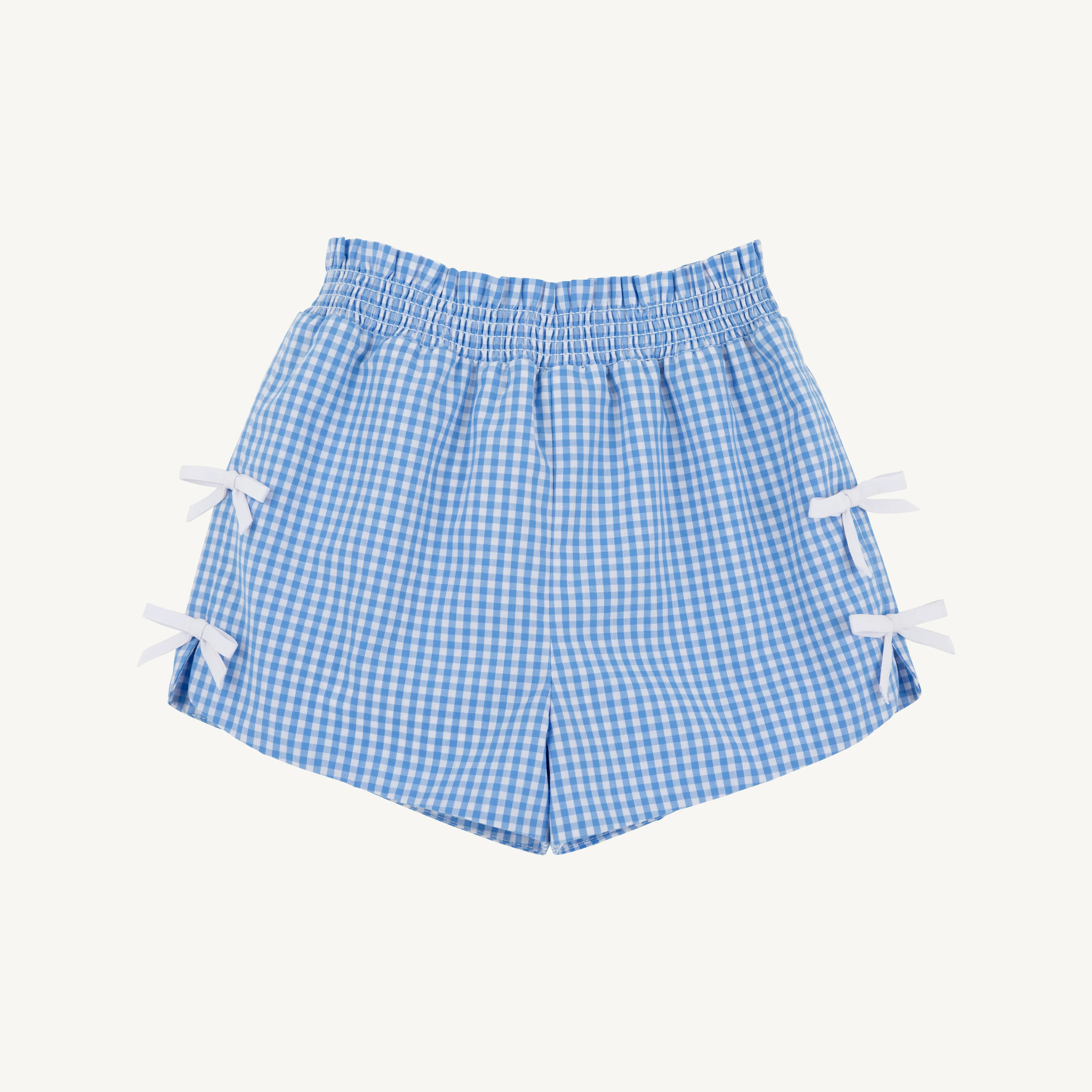Cheryl Shorts - Sunrise Blvd. Blue Mini Gingham with Worth Avenue White Bows | The Beaufort Bonnet Company