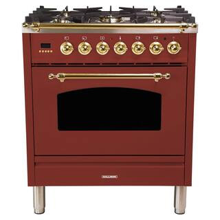 Hallman 30 in. 3.0 cu. ft. Single Oven Dual Fuel Italian Range with True Convection, 5 Burners, L... | The Home Depot