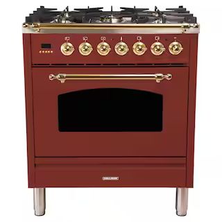 Hallman 30 in. 3.0 cu. ft. Single Oven Dual Fuel Italian Range with True Convection, 5 Burners, L... | The Home Depot