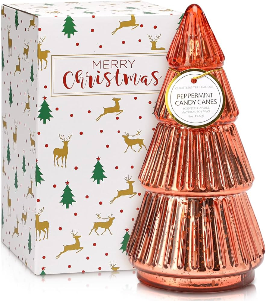 Christmas Tree Shape Scented Candle, Natural Soy Wax Candle for Christmas, Gift for Family, Frien... | Amazon (US)