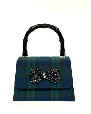 Green/Blue Plaid Lulu with RS Bow- Sample Sale- Final Sale | Lisi Lerch Inc