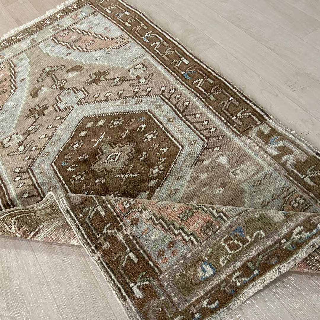 2x4 Vintage Farmhouse Rug, Handwoven Turkish Mini Rug, Oriental Turkish Rug, Beige Brown Rug, Woo... | Etsy (US)