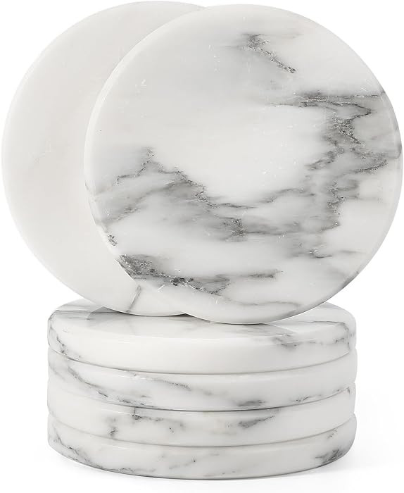 Marble Coasters Set of 6 for Home D\u00e9cor, 3.9" Inches Handmade Round Coaster, Luxury Aestheti... | Amazon (US)