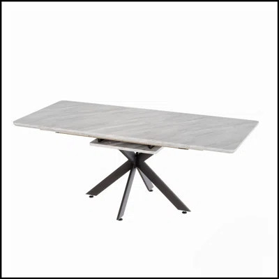 Extendable Dining Table Set For 6-8 Persons, C-Shaped Tube Padded Armless Chairs, Metal Legs, Perfect For Modern Dining Rooms And Gatherings. | Wayfair North America