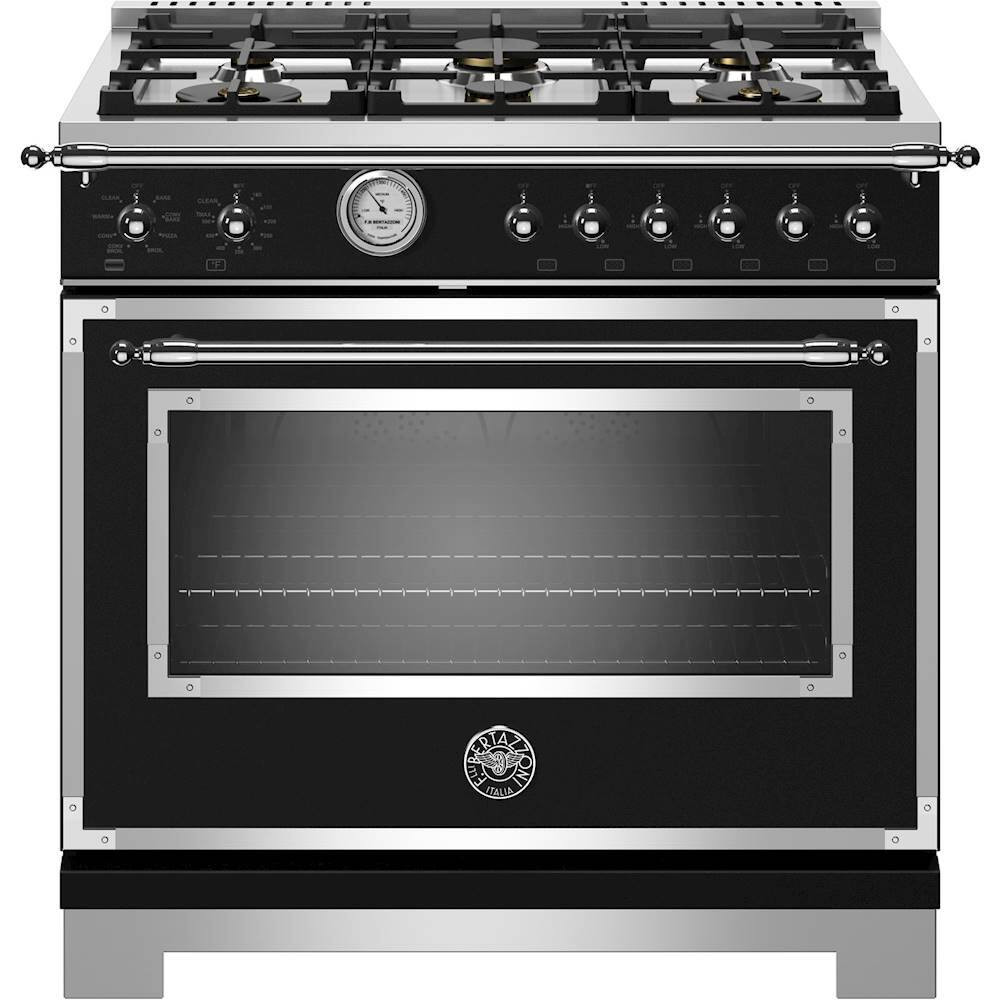 Bertazzoni Heritage Series 5.9 Cu. Ft. Freestanding Gas Convection Range Black HERT366GASNET - Be... | Best Buy U.S.