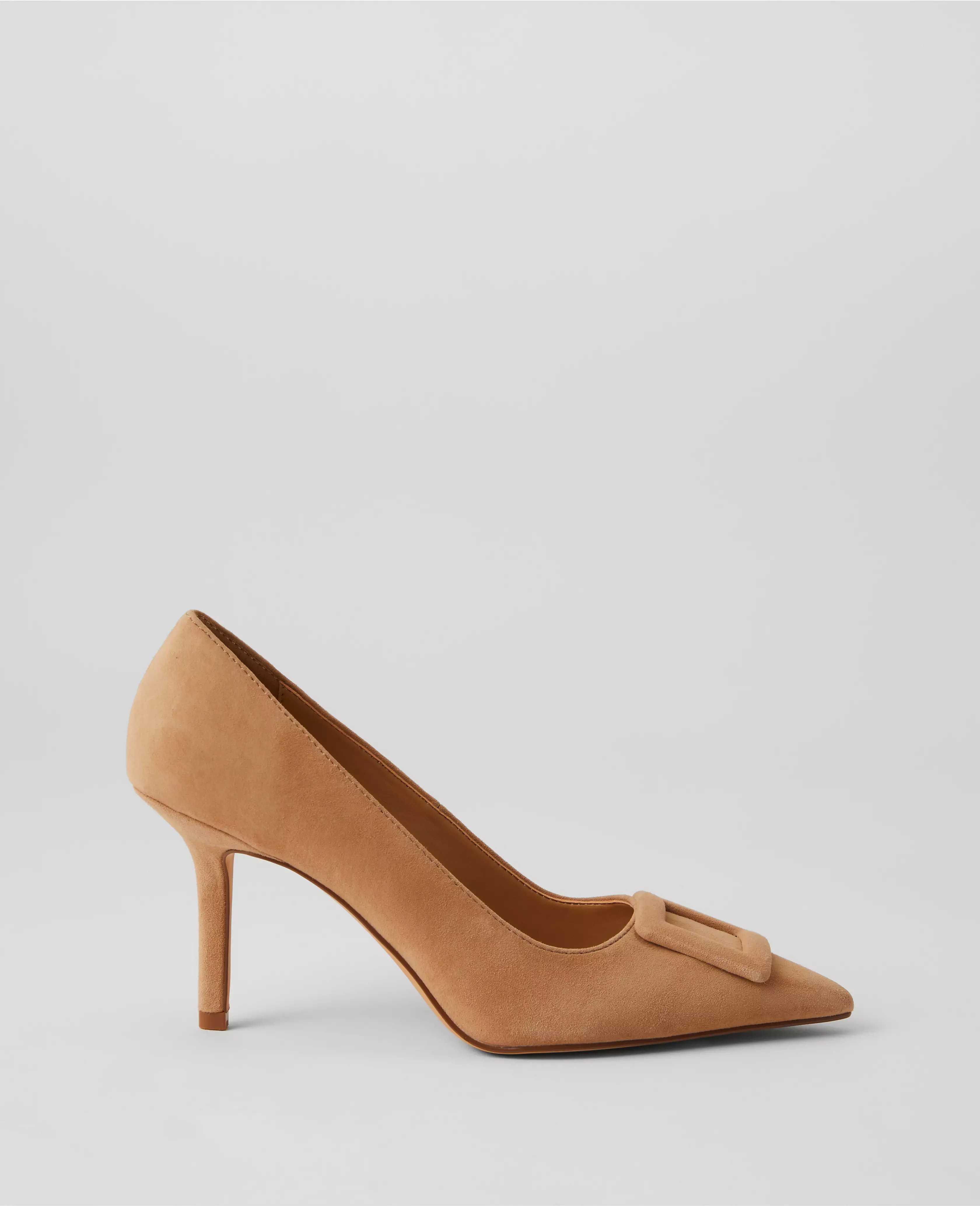 Buckle Pointy Toe Suede Pumps | Ann Taylor