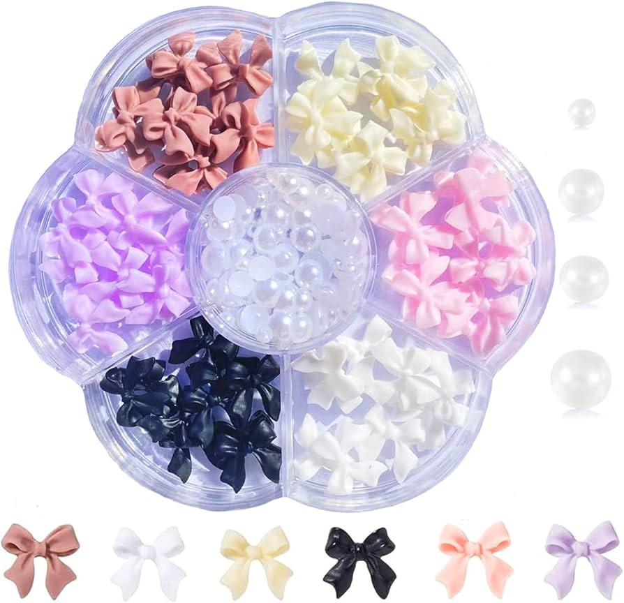 COOSLIM Colorful Bow-Knot Nail Stud Rhinestones Crystal, 3D Bows Nail Charm Colorful Bowknot Nail... | Amazon (US)