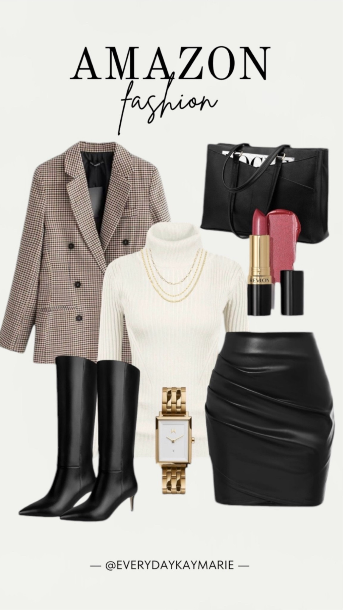 Business work attire outfit Inspo 🖤

Blazer, black boots, knee-high boots, beige turtleneck, gold jewelry, black leather skirt, handbag, fall fashion outfit, business fashion 



#LTKStyleTip #LTKWorkwear #LTKFindsUnder100