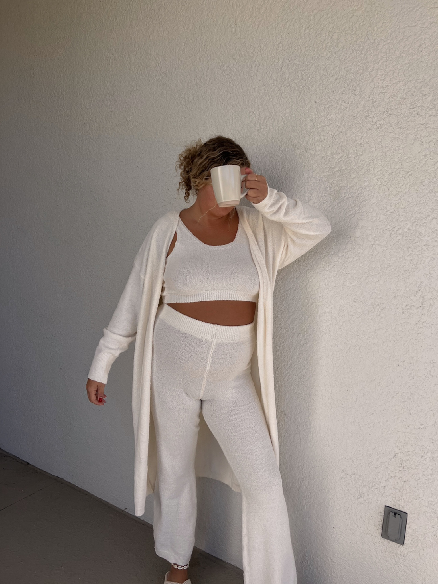Fuzzy Sherpa 3 pc duster cardigan robe, tank top and pants light lounge set, amazon lounge set, spring loungewear 

#LTKcurves #LTKunder50