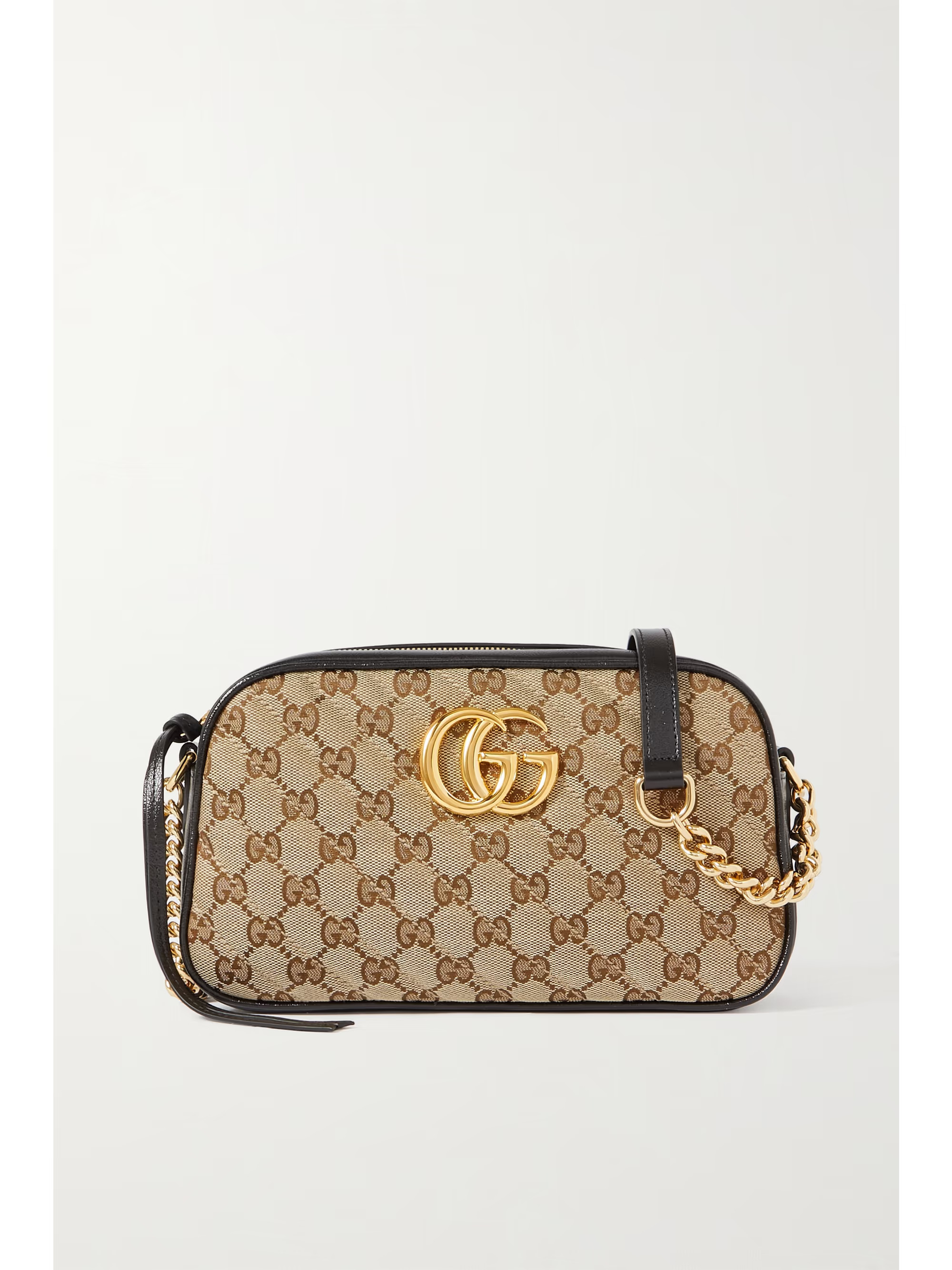GG Marmont leather-trimmed quilted coated canvas-jacquard shoulder bag | NET-A-PORTER (US)
