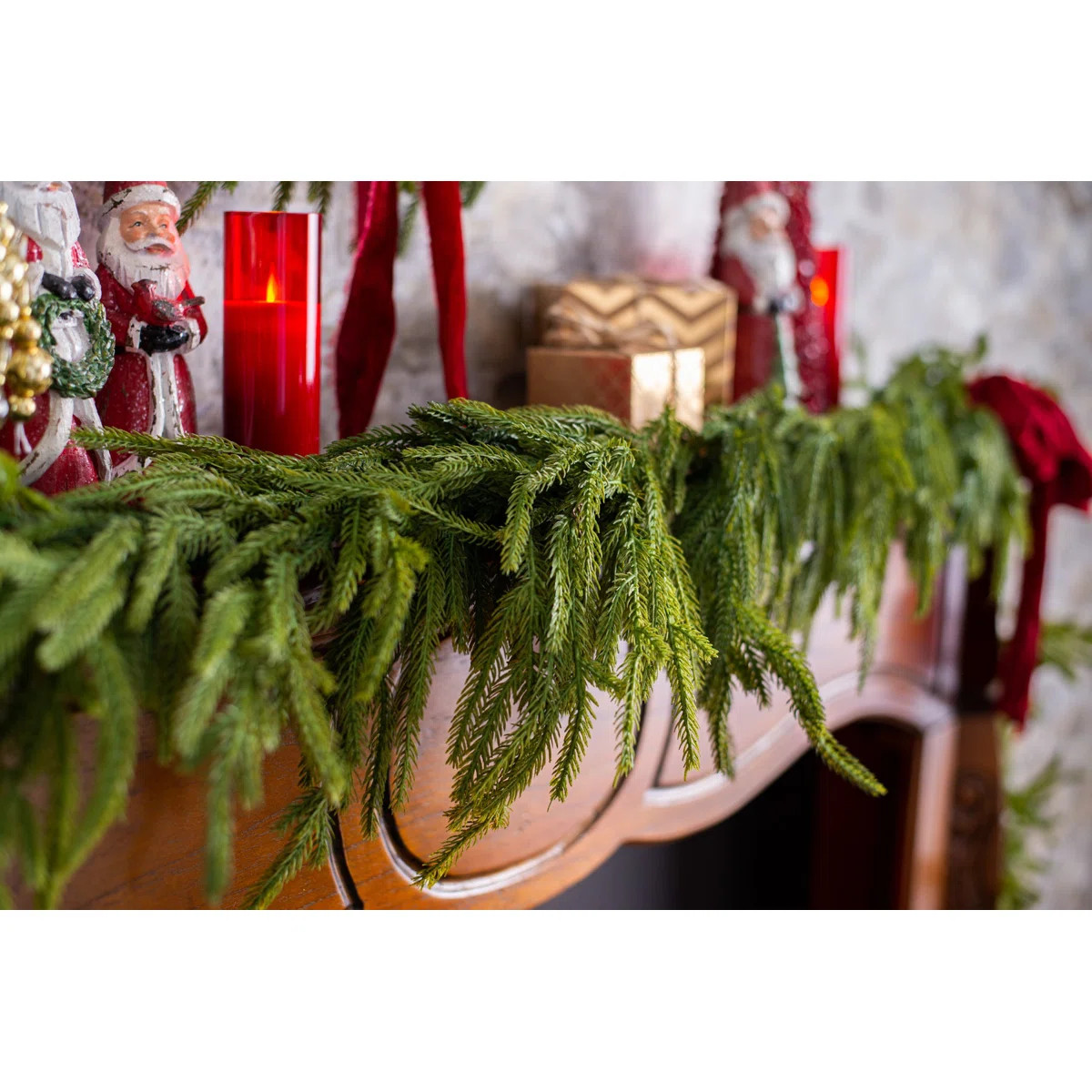 Real Touch Norfolk Pine Christmas Holiday Front Door Garland Table Runner | Wayfair North America