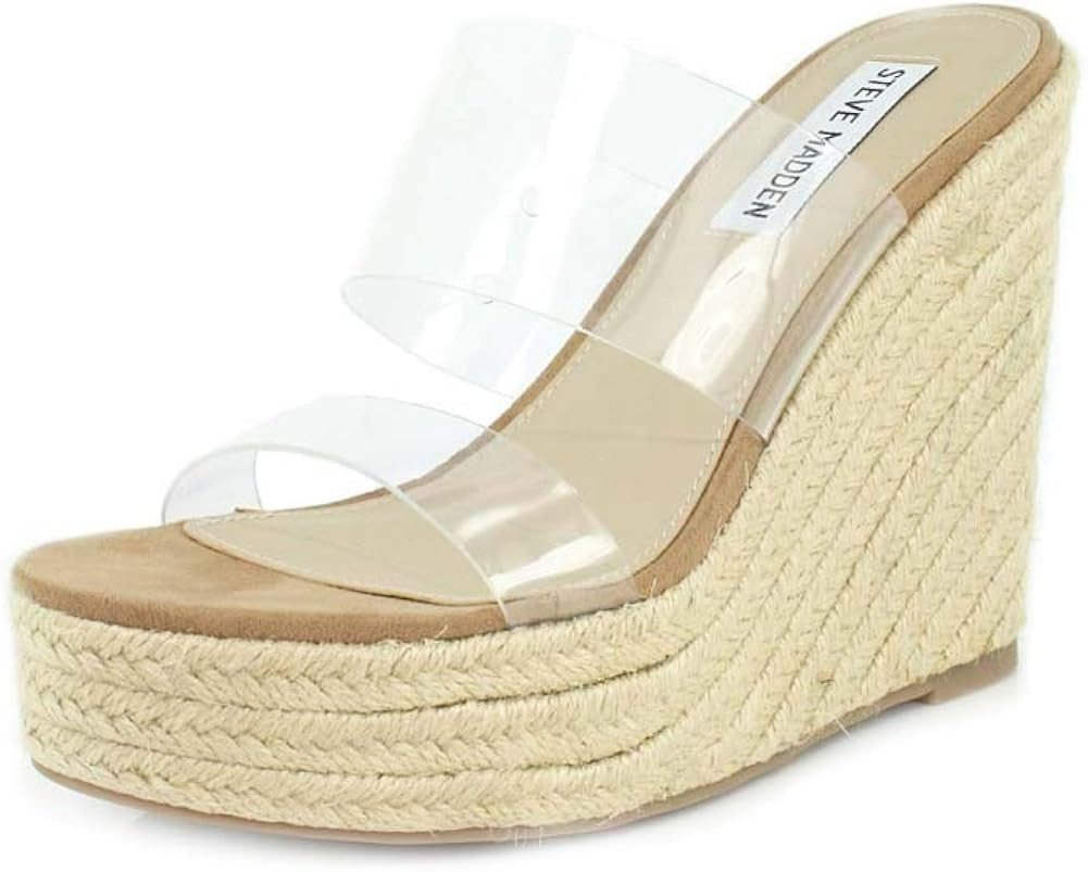 Steve Madden Sunrise Wedge Sandals for Women - Jute Wrapped Wedge Heel, Padded Footbed, and Open-... | Amazon (US)