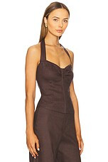 Bardot Rixton Linen Halter Top in Chocolate from Revolve.com | Revolve Clothing (Global)