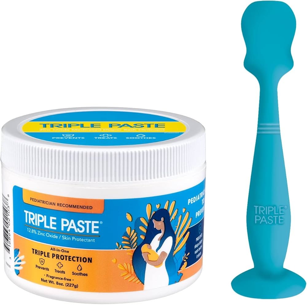 Triple Paste Diaper Rash Cream and Spatula Bundle - 8 oz Zinc Oxide Ointment and Diaper Cream Spa... | Amazon (US)