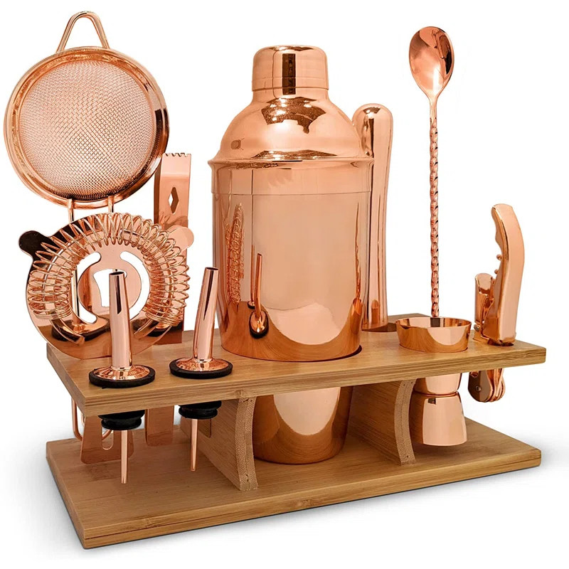 11-Piece Rose Copper Cocktail Shaker Set | Wayfair North America
