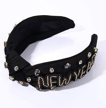 Happy New Year Headband for Women New Year’s Eve Accessories Gold Beaded NYE NEW YEAR Knotted H... | Amazon (US)