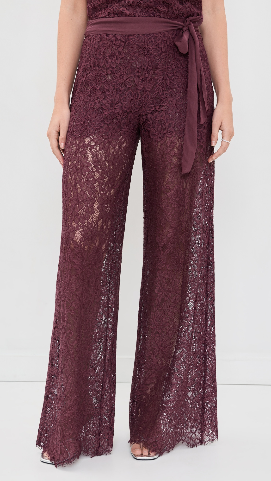 LoveShackFancy Riana Lace Pants Faded Merlot 14 | Shopbop