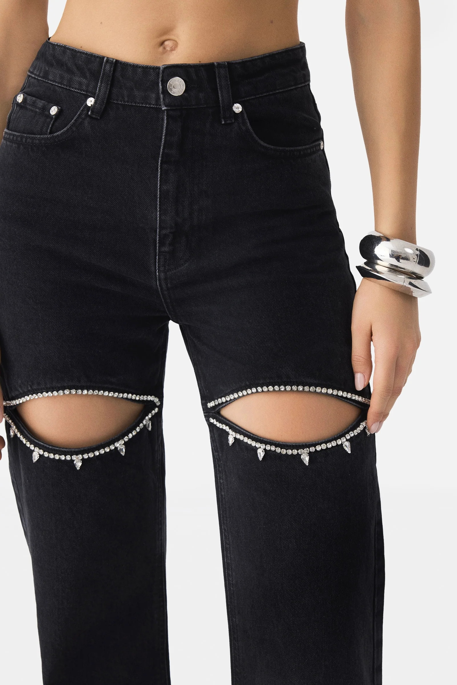 Crystal Cut-Out Jeans Black | PIRAL | PIRAL