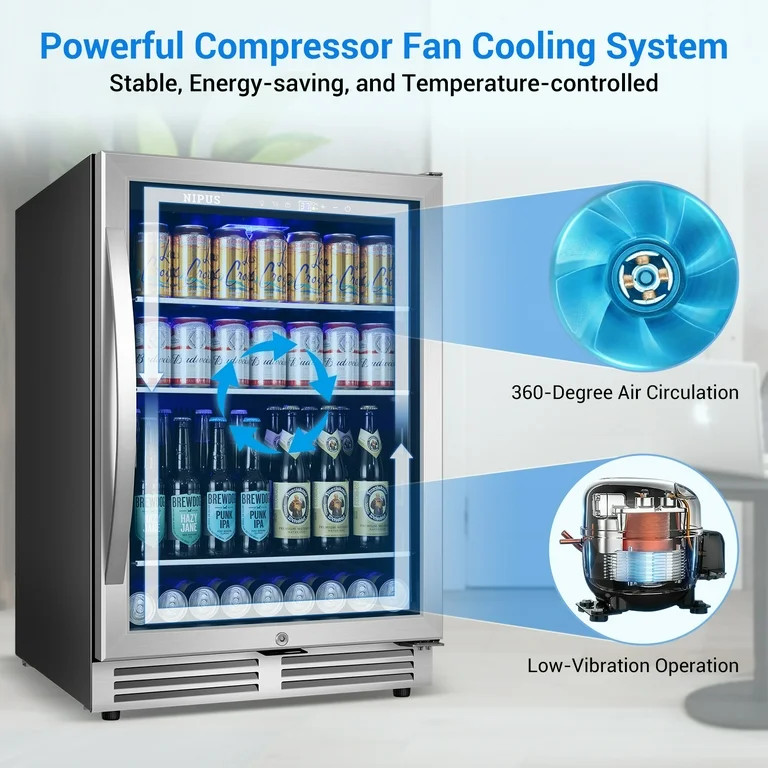 Nipus 24 inch Beverage Refrigerator Cooler,190 Can Mini Fridge Beverage Wine Cooler Under Counter | Walmart (US)