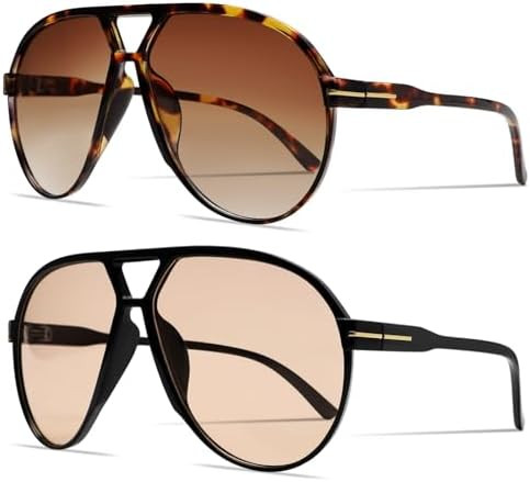 GUVIVI Retro Aviator Sunglasses for Women Men Oversized Classic 70s Vintage Trendy Tangle Free Sq... | Amazon (US)
