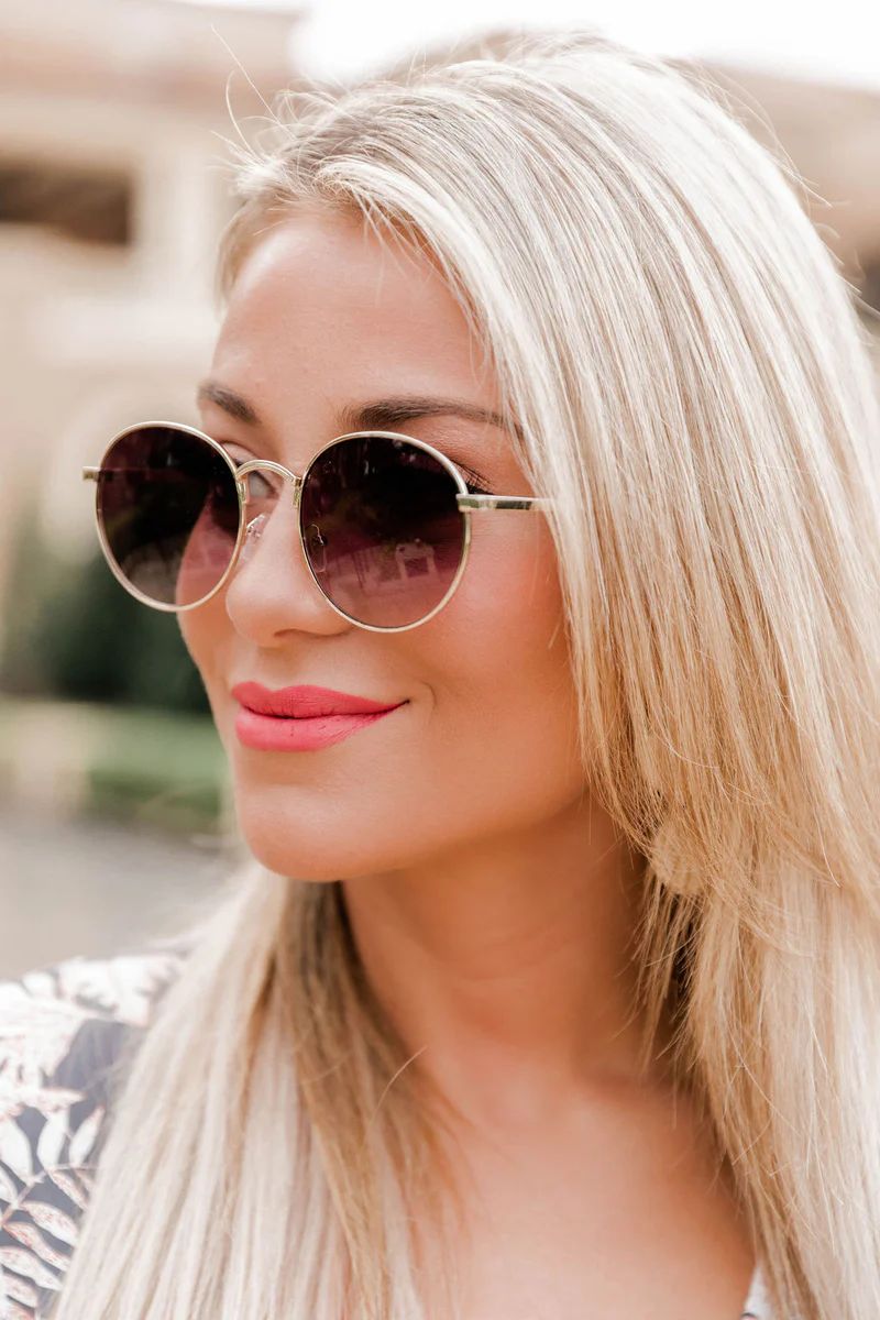 The Rest Of Today Gold Round Sunglasses | The Pink Lily Boutique