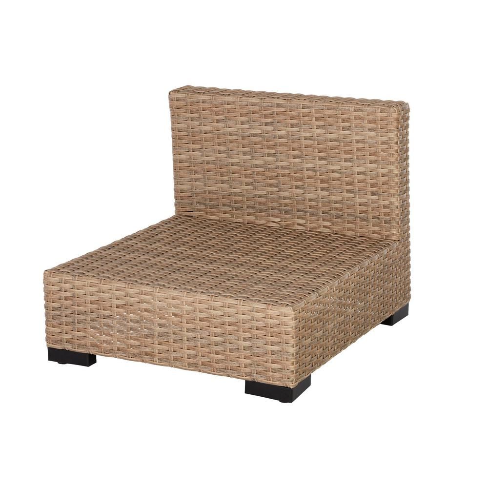 Hampton Bay Commercial Natural Wicker Armless Middle Outdoor Sectional Chair | The Home Depot