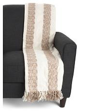 Made In India Cotton Chenille Stripe Light Summer Throw | TJ Maxx