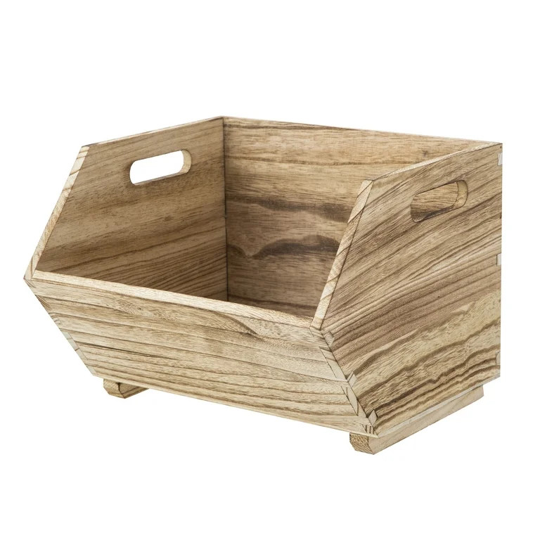 Better Homes & Gardens Adult Natural Wood Stacking Storage Bin Set 2-Piece | Walmart (US)