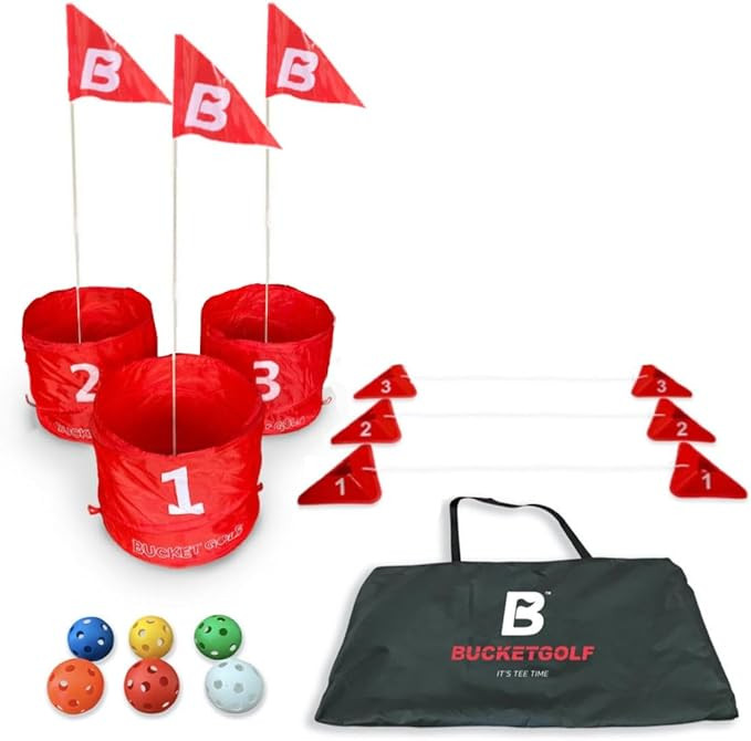 bucketgolf Game 3 Hole Starter Set - New Outdoor Yard Golf Game Levels Family, Adults, Kids, Part... | Amazon (US)