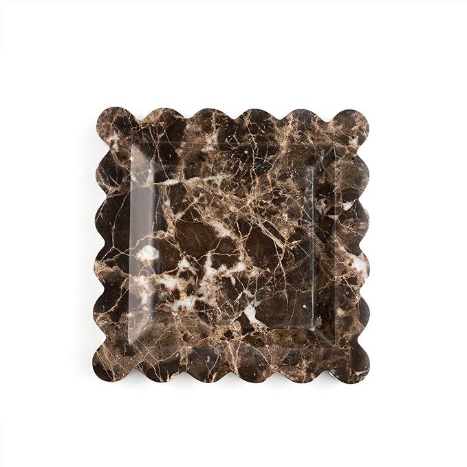 Scalloped Emperador Marble Catch All Jewelry Tray by Ceremony Home | Amazon (US)