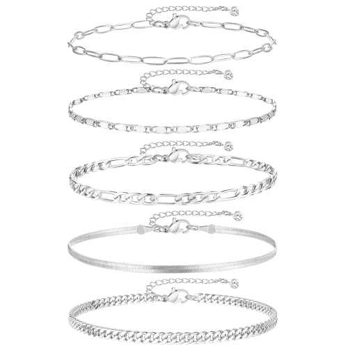 iF YOU Gold Ankle Bracelets for Women, 14k Gold Plated Waterproof Cuban Link Chain Anklets Set, L... | Amazon (US)
