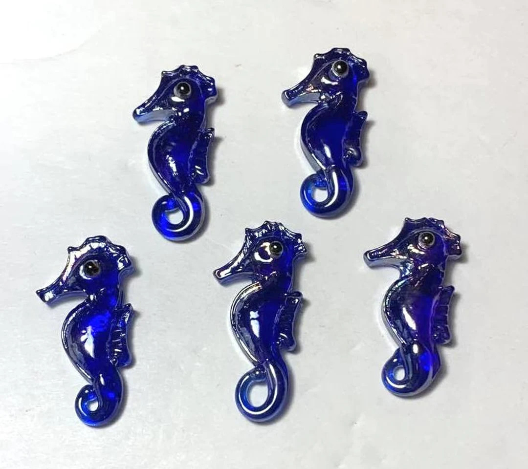 Mini "Blue Seahorse" Glass Figurines Pk 5 or 16 Miniature Festive Shapes for Arts & Crafts, Decor... | Etsy (Global)