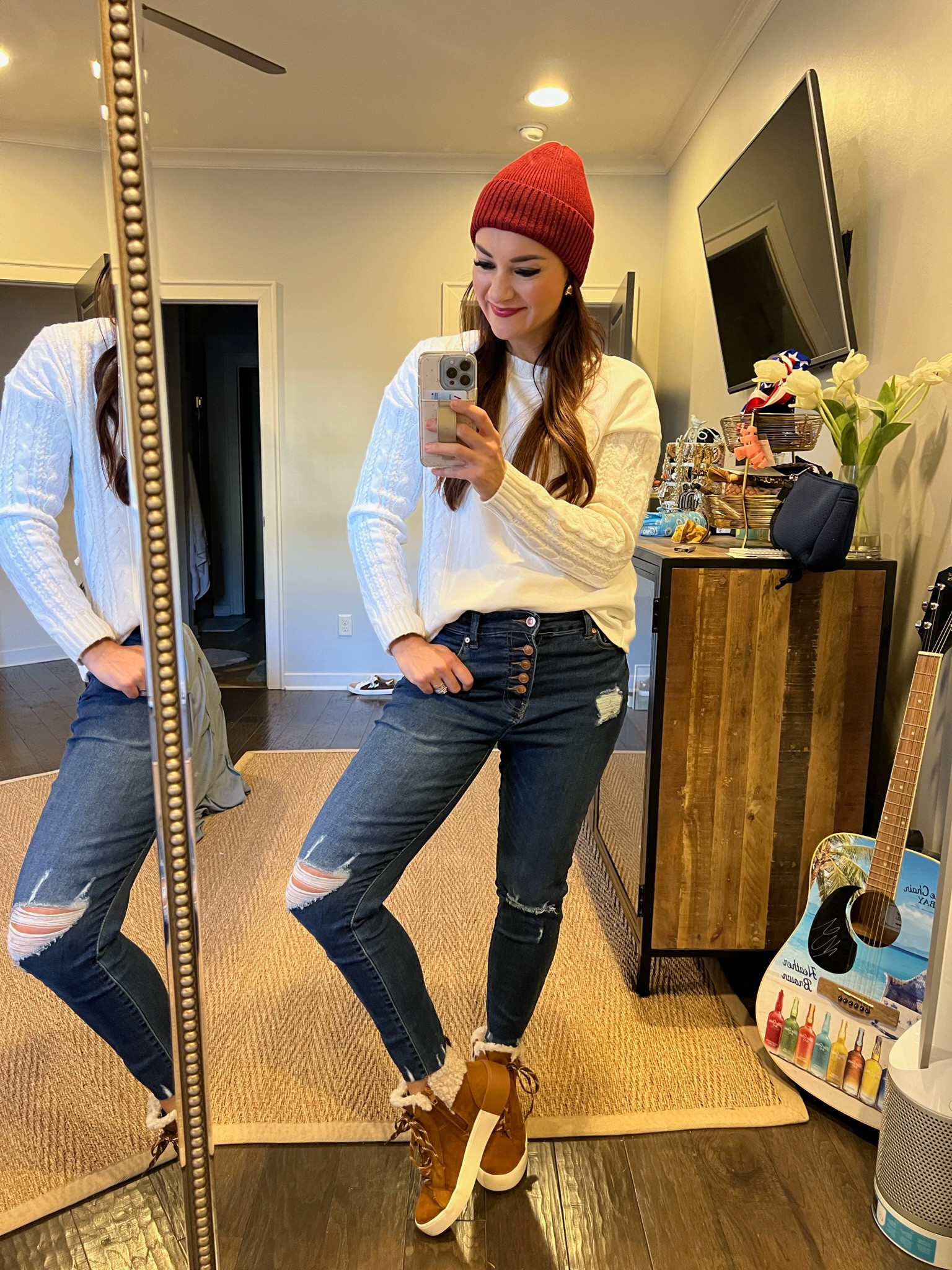 Walmart Fashion // Time and Tru Fashion // Marc Fisher Booties // Sweater // Denim // Beanie // Affordable Winter Outfits // Christmas // Holiday looks  @walmartfashion @shop.Ltk #liketkit

#LTKstyletip #LTKSeasonal #LTKHoliday