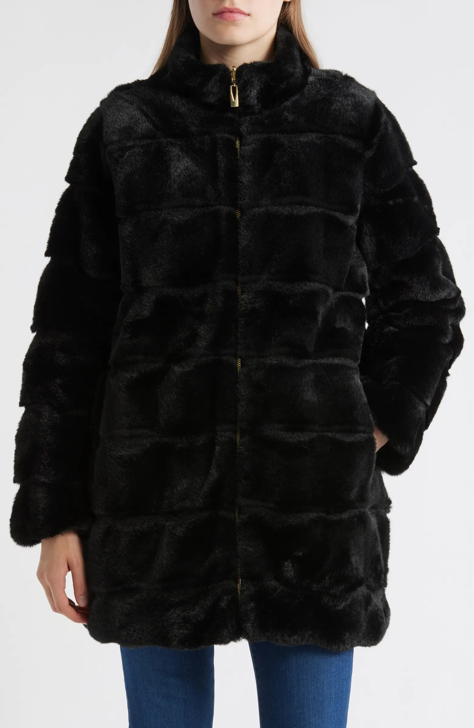 Wavy Reversible Faux Fur Quilted Coat | Nordstrom