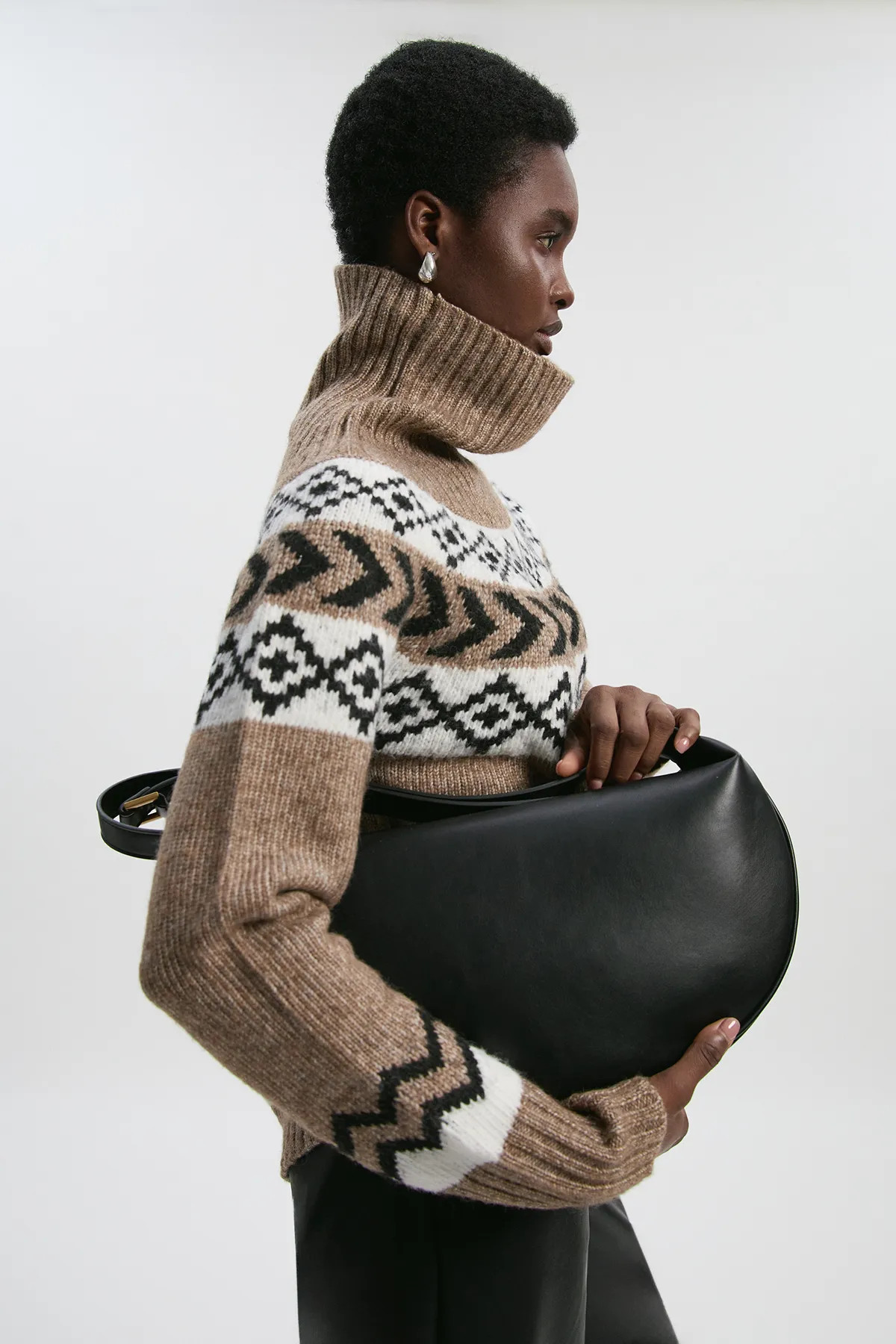 Fairisle Pattern Crew Neck Knit Jumper | Karen Millen UK + IE + DE + NL