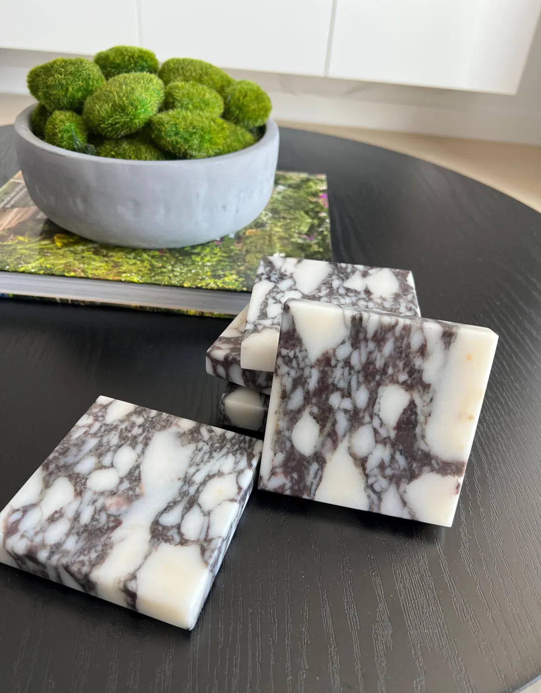 Calacatta Viola Set of 2-4-6 SQUARE Coasters, Italian Marble 100% Handmade İtalian Model - Etsy | Etsy (US)