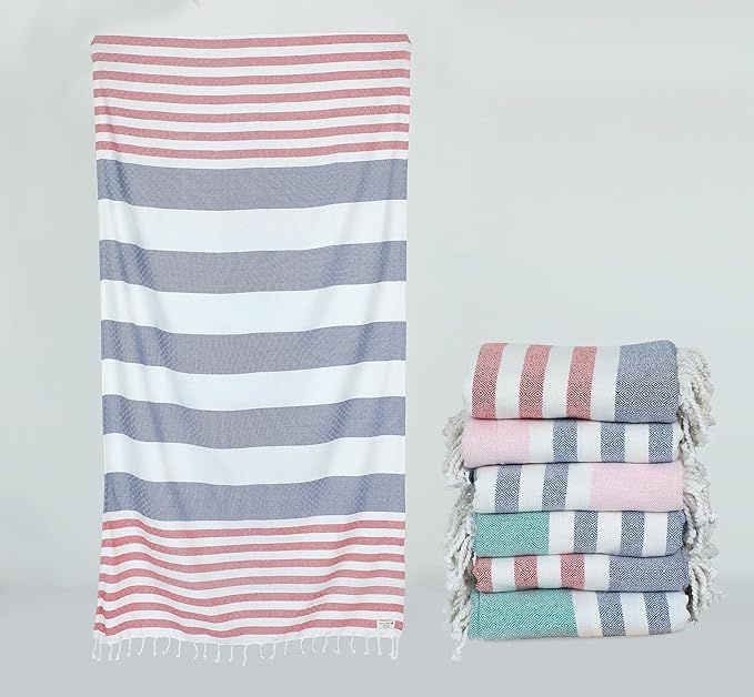 LANE LINEN Beach Towels 6 Pack, 100% Cotton Bulk Beach Towels Oversized, Pool Towels for Adults, ... | Amazon (US)