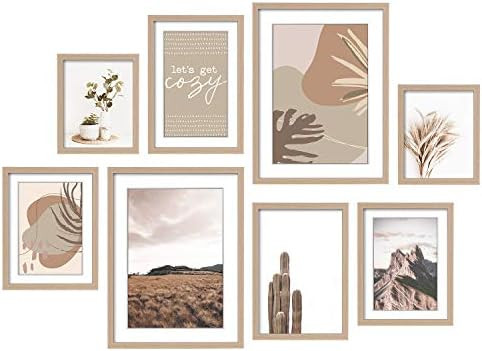 ArtbyHannah 8 Pack Modern Neutral Gallery Wall Kit Decorative Art Prints Picture Frame Collage Wall  | Amazon (US)