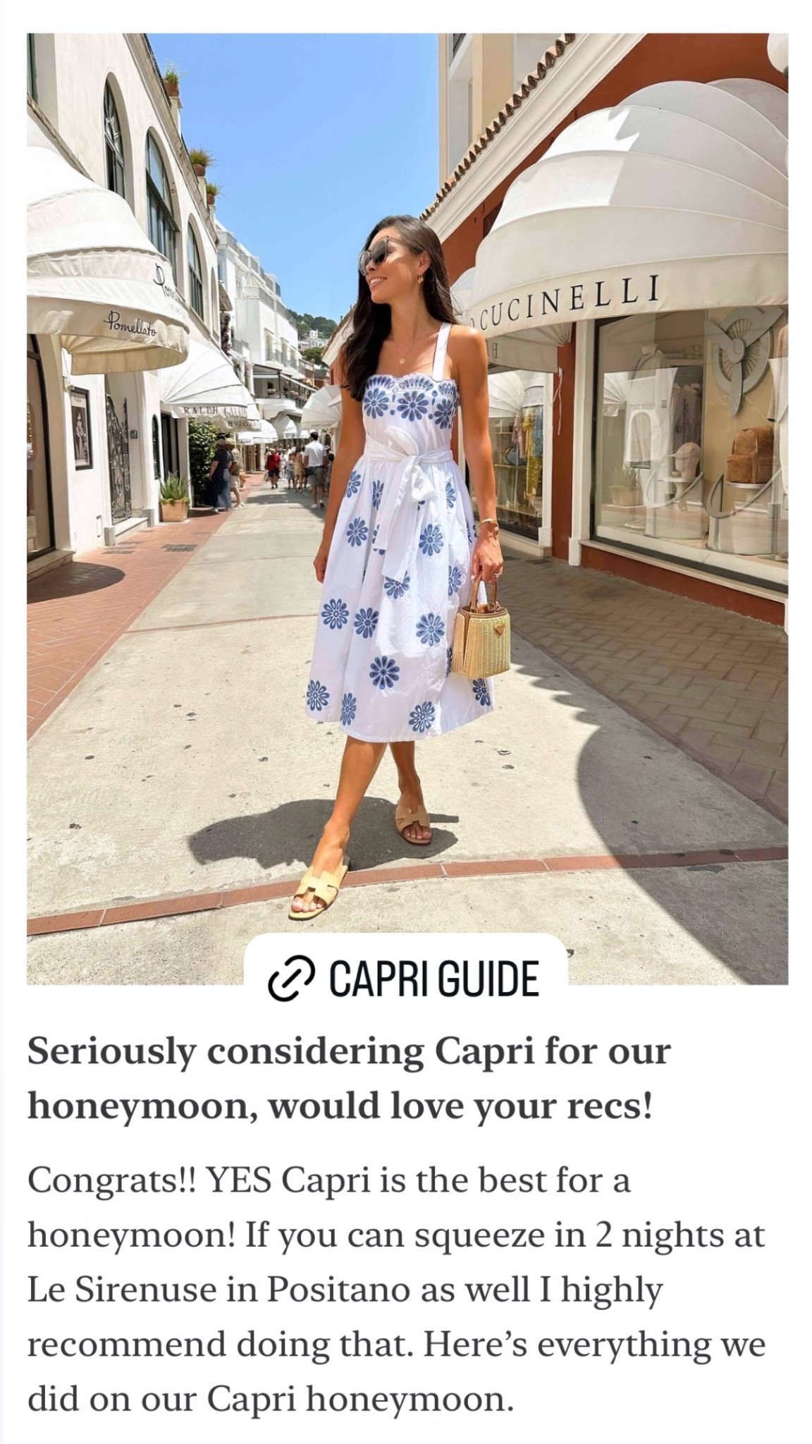 Blue and white floral dress, summer outfit, summer dress, Capri outfit. Capri guide on Substack April Q+A.

Loretta Caponi dress sold out similar below! 

#LTKSeasonal #LTKstorytime #LTKTravel