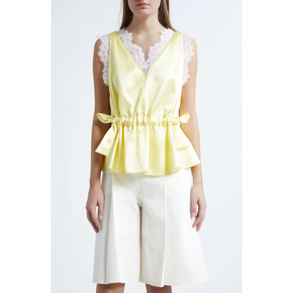 3.1 Phillip Lim Satin Lace Top in Yuzu at Nordstrom, Size 2 | Nordstrom